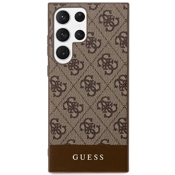 Guess 4G Stripe Collection case for Samsung Galaxy S24 Ultra - brown - Cell phone cases and covers<<<HurtelXML