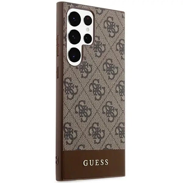 Guess 4G Stripe Collection case for Samsung Galaxy S24 Ultra - brown - Cell phone cases and covers<<<HurtelXML