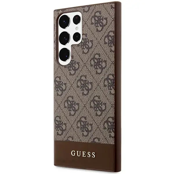 Guess 4G Stripe Collection case for Samsung Galaxy S24 Ultra - brown - Cell phone cases and covers<<<HurtelXML
