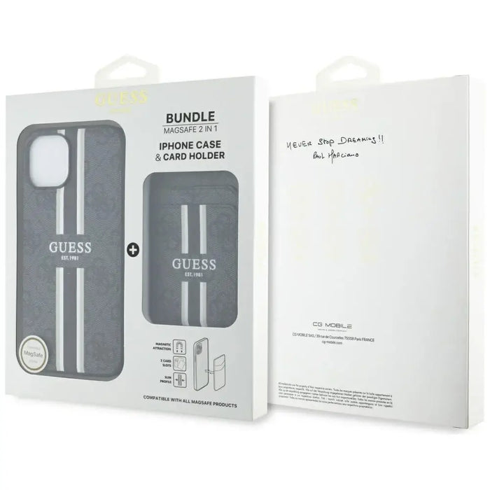 Guess 4G Stripes case with Magsafe wallet for iPhone 15 black - Cell phone cases and covers<<<HurtelXML