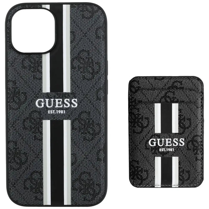 Guess 4G Stripes case with Magsafe wallet for iPhone 15 black - Cell phone cases and covers<<<HurtelXML
