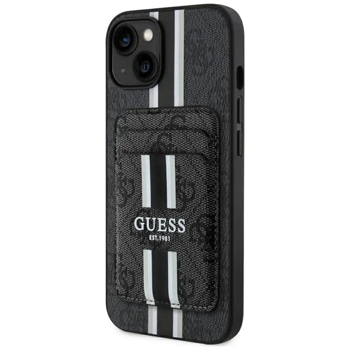 Guess 4G Stripes case with Magsafe wallet for iPhone 15 black - Cell phone cases and covers<<<HurtelXML