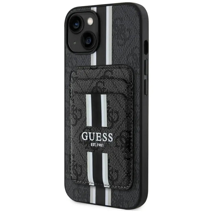 Guess 4G Stripes case with Magsafe wallet for iPhone 15 black - Cell phone cases and covers<<<HurtelXML