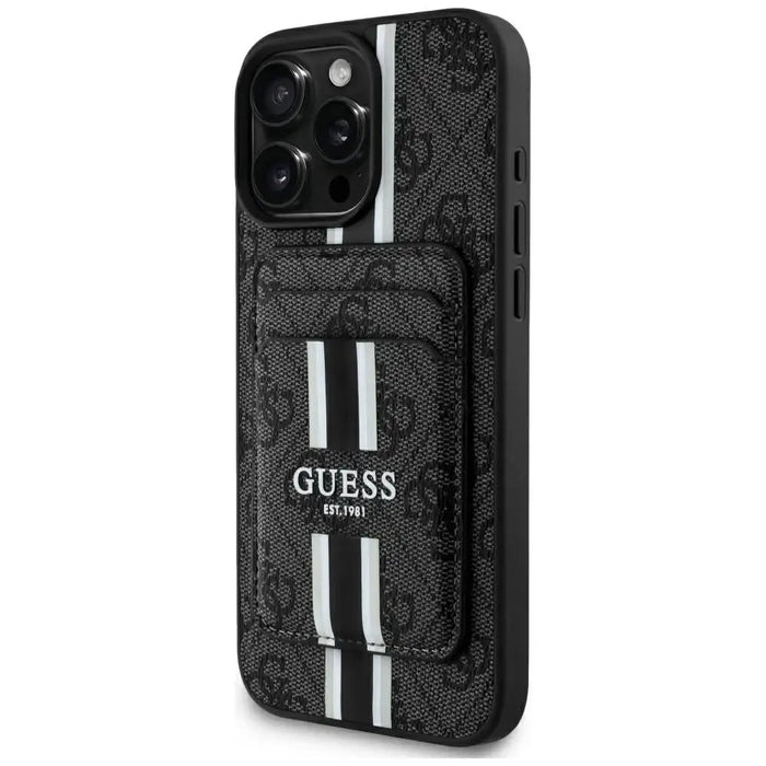 Guess 4G Stripes case with Magsafe wallet for iPhone 16 Pro Max black - Cell phone cases and covers<<<HurtelXML