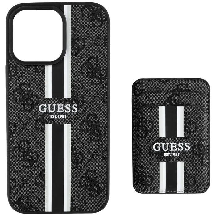 Guess 4G Stripes case with Magsafe wallet for iPhone 16 Pro Max black - Cell phone cases and covers<<<HurtelXML