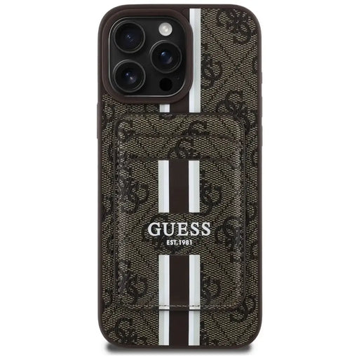 Guess 4G Stripes case with Magsafe wallet for iPhone 16 Pro Max brown - Cell phone cases and covers<<<HurtelXML