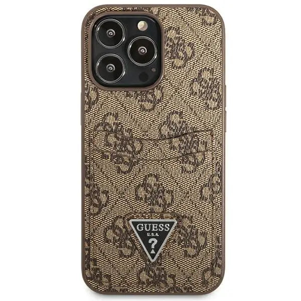 Guess 4G Triangle Logo Cardslot Case for iPhone 13 Pro / 13 - Brown - Cell phone cases and covers<<<HurtelXML