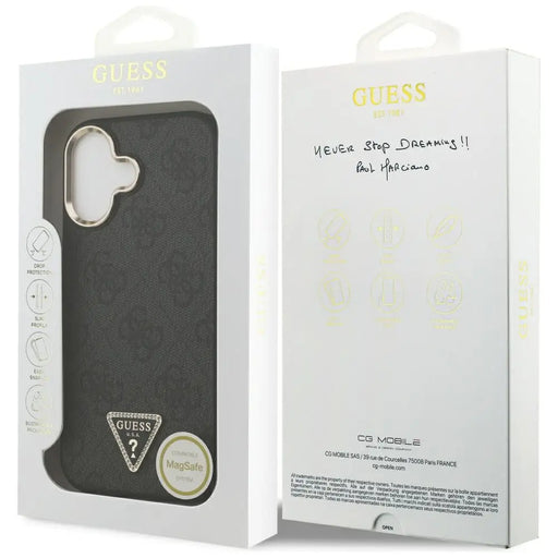 Guess 4G Triangle Logo MagSafe Case for iPhone 17 - Black and Gold - Cell phone cases and covers<<<HurtelXML