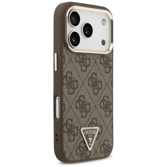 Guess 4G Triangle Logo MagSafe Case for iPhone 17 Pro - Brown and Gold - Cell phone cases and covers<<<HurtelXML