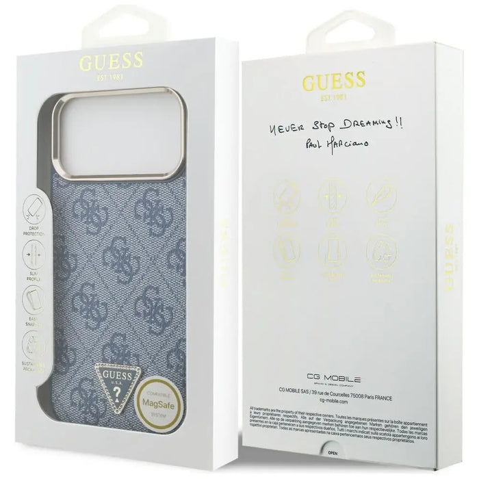 Guess 4G Triangle Logo MagSafe Case for iPhone 17 Pro Max - Blue and Gold - Cell phone cases and covers<<<HurtelXML
