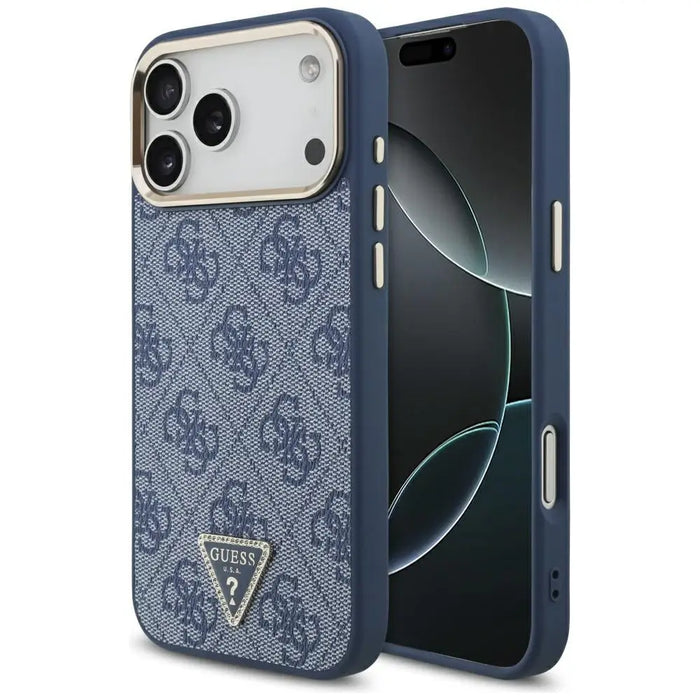 Guess 4G Triangle Logo MagSafe Case for iPhone 17 Pro Max - Blue and Gold - Cell phone cases and covers<<<HurtelXML
