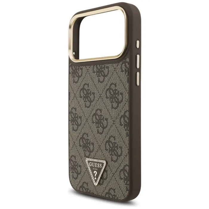 Guess 4G Triangle Logo MagSafe Case for iPhone 17 Pro Max - Brown & Gold - Cell phone cases and covers<<<HurtelXML