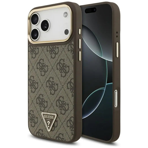 Guess 4G Triangle Logo MagSafe Case for iPhone 17 Pro Max - Brown & Gold - Cell phone cases and covers<<<HurtelXML