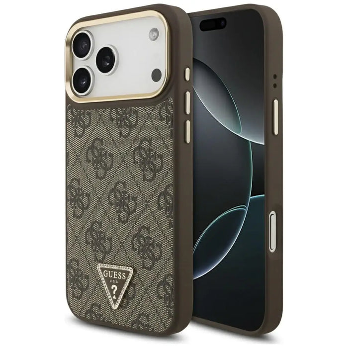 Guess 4G Triangle Logo MagSafe Case for iPhone 17 Pro Max - Brown & Gold - Cell phone cases and covers<<<HurtelXML