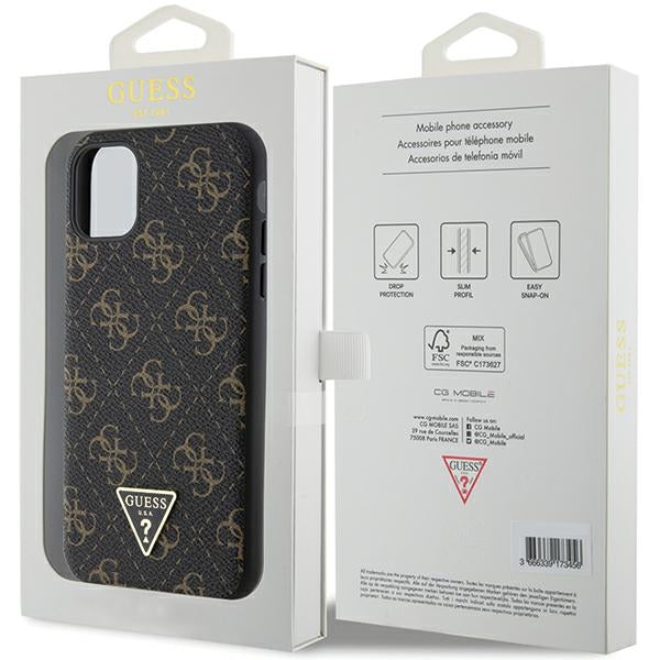Guess 4G Triangle Metal Logo case for iPhone 11 / XR - black - Cell phone cases and covers<<<HurtelXML