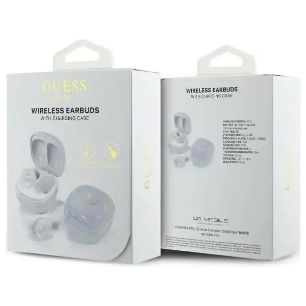Guess Bluetooth headphones GUTWSJ144ESH TWS + docking station white/white Iridescent 4G Printed Logo - Headphones