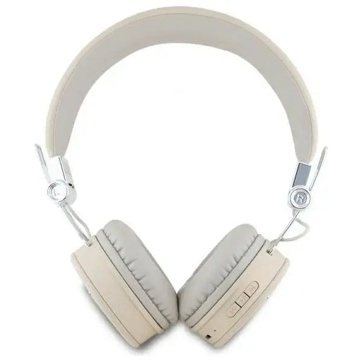 Guess Bluetooth on-ear headphones ENC GUBH70PGTSPSE beige/beige Grained Classic Round Shape - Headphones