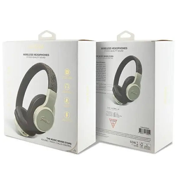 Guess Bluetooth on-ear headphones GUBH604GEMW brown/brown 4G Script - Headphones and speakers<<<HurtelXML