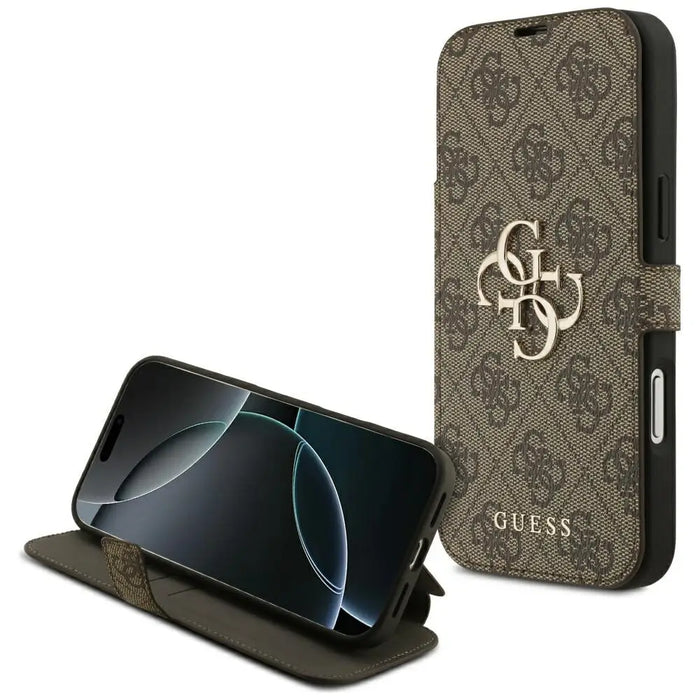 Guess Book 4G Metal Logo Case for iPhone 17 Pro Max - Brown - Cell phone cases and covers<<<HurtelXML