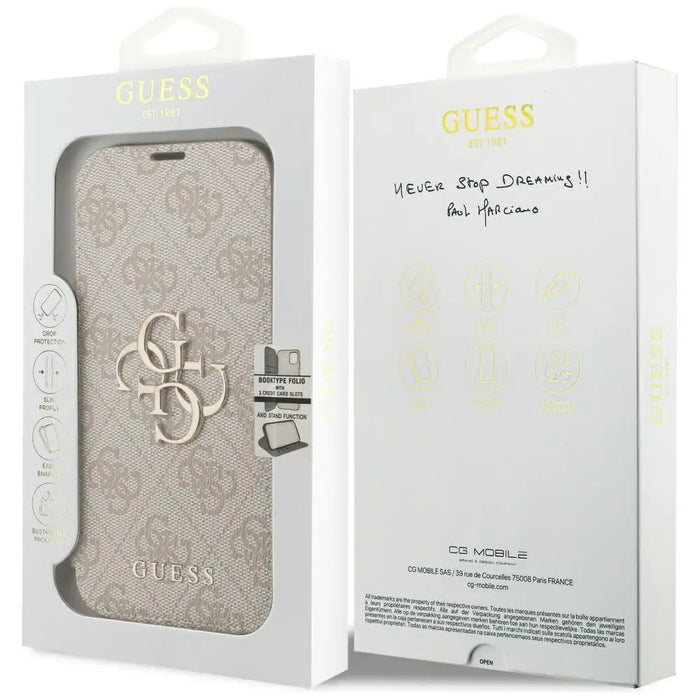 Guess Book 4G Metal Logo Case for iPhone 17 Pro - Pink - Cell phone cases and covers<<<HurtelXML