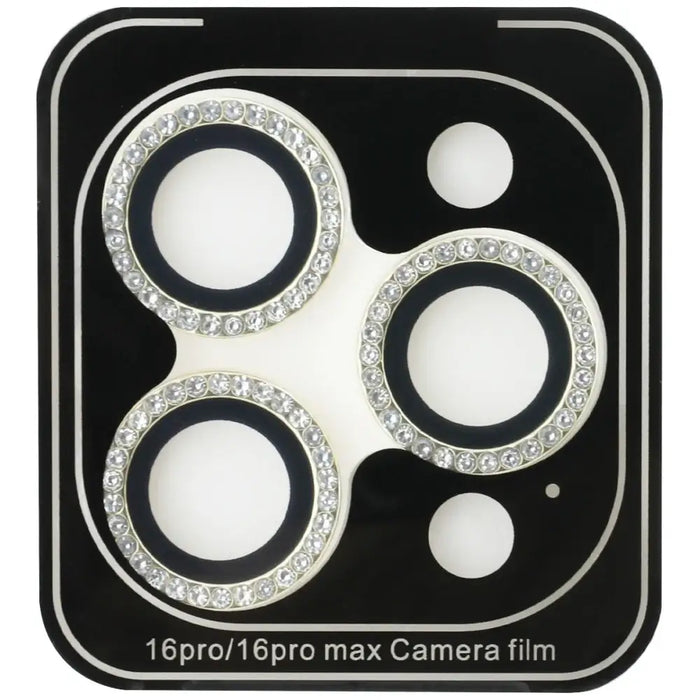 Guess BP Rhinestone 2in1 Screen Protector and Camera Lens Set for iPhone 16 Pro Max - Gold - Cell phone tempered