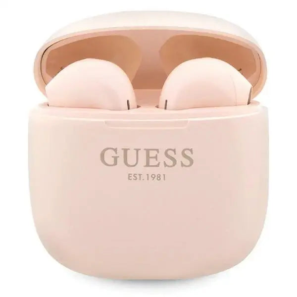Guess Classic EST Logo TWS Bluetooth headphones + docking station - pink - Headphones and speakers<<<HurtelXML