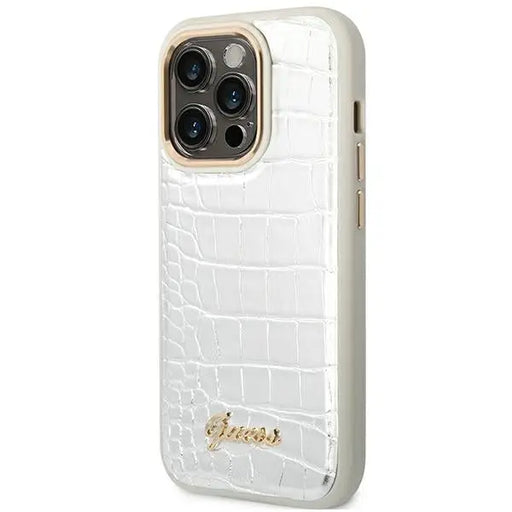 Guess Croco Collection case for iPhone 14 Pro 6.1’’ - silver - Cell phone cases and covers<<<HurtelXML