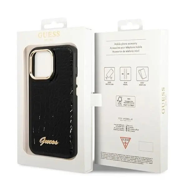 Guess Croco Collection iPhone 14 Pro 6.1’’ Case - Black - Cell phone cases and covers<<<HurtelXML