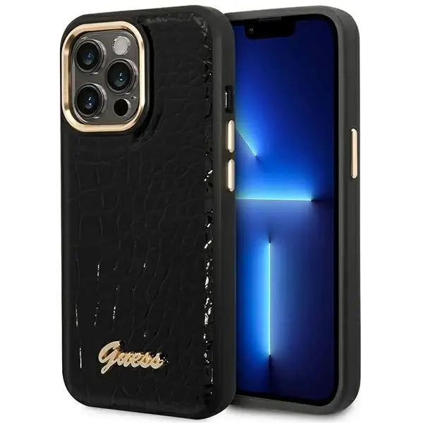 Guess Croco Collection iPhone 14 Pro 6.1’’ Case - Black - Cell phone cases and covers<<<HurtelXML