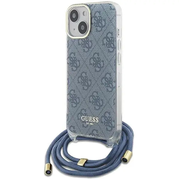 Guess Crossbody Cord 4G Print Case for iPhone 15/14/13 - Blue - Cell phone cases and covers<<<HurtelXML