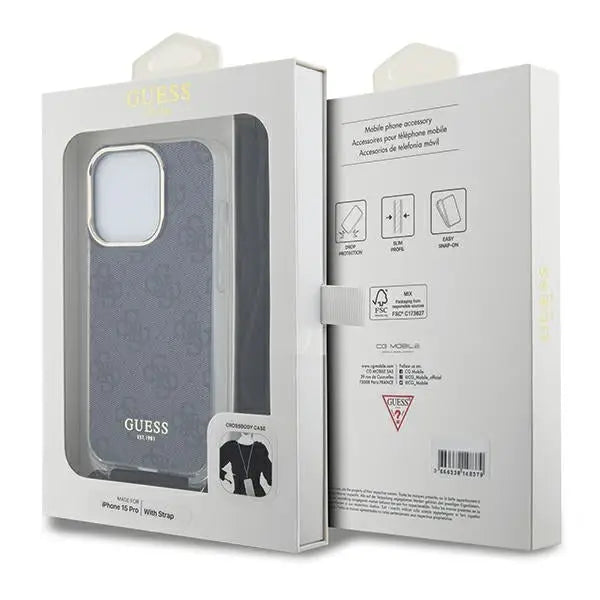 Guess Crossbody Cord 4G Print case for iPhone 15 Pro Max - black - Cell phone cases and covers<<<HurtelXML