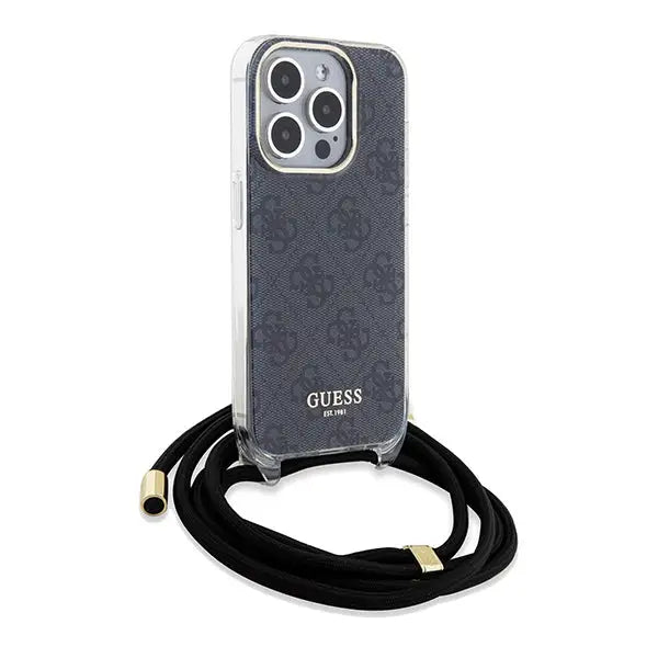 Guess Crossbody Cord 4G Print case for iPhone 15 Pro Max - black - Cell phone cases and covers<<<HurtelXML