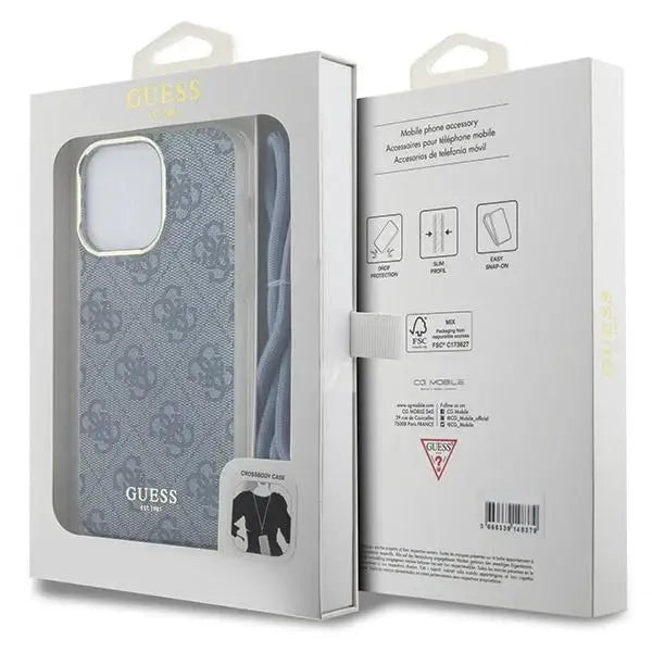 Guess Crossbody Cord 4G Print case for iPhone 15 Pro Max - blue - Cell phone cases and covers<<<HurtelXML