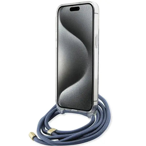 Guess Crossbody Cord 4G Print case for iPhone 15 Pro Max - blue - Cell phone cases and covers<<<HurtelXML