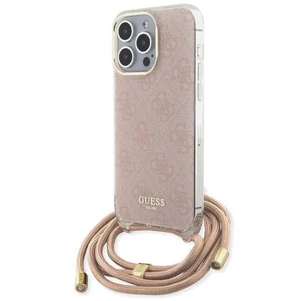 Guess Crossbody Cord 4G Print case for iPhone 15 Pro - pink - Cell phone cases and covers<<<HurtelXML