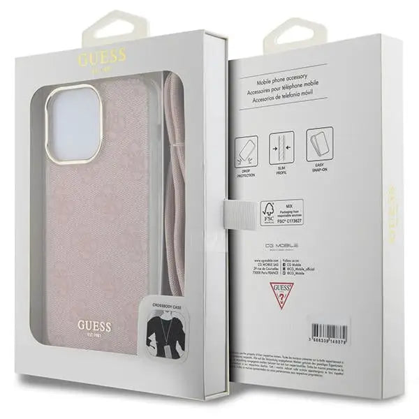 Guess Crossbody Cord 4G Print case for iPhone 15 Pro - pink - Cell phone cases and covers<<<HurtelXML