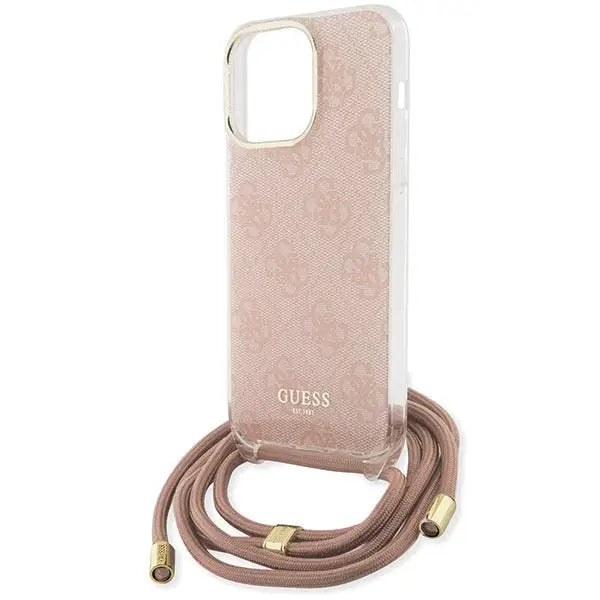 Guess Crossbody Cord 4G Print case for iPhone 15 Pro - pink - Cell phone cases and covers<<<HurtelXML