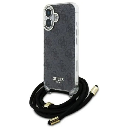 Guess Crossbody Cord 4G Print Case for iPhone 16 - Black - Cell phone cases and covers<<<HurtelXML