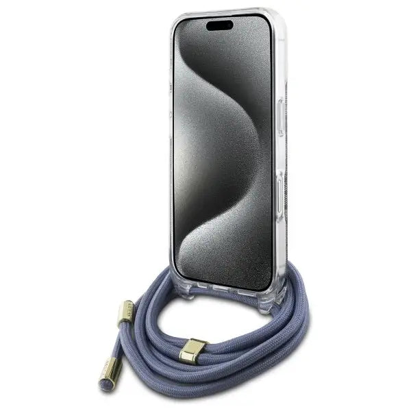 Guess Crossbody Cord 4G Print Case for iPhone 16 Pro Max - Blue - Cell phone cases and covers<<<HurtelXML