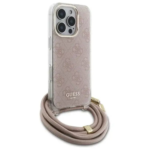 Guess Crossbody Cord 4G Print Case with Lanyard for iPhone 16 Pro - Pink - Cell phone cases and covers<<<HurtelXML