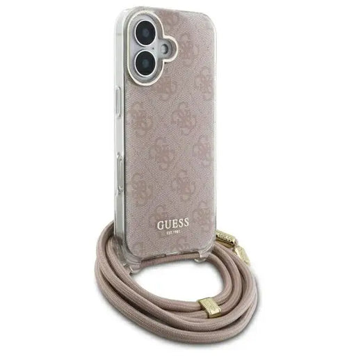 Guess Crossbody Cord 4G Print iPhone 16 Case - Pink - Cell phone cases and covers<<<HurtelXML