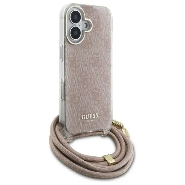 Guess Crossbody Cord 4G Print iPhone 16 Case - Pink - Cell phone cases and covers<<<HurtelXML