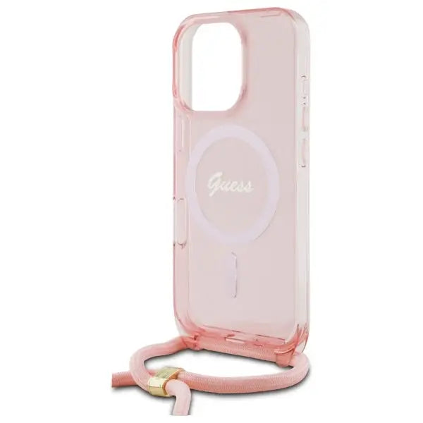 Guess Crossbody Cord Script MagSafe Case for iPhone 16 Pro Max - Pink - Cell phone cases and covers<<<HurtelXML