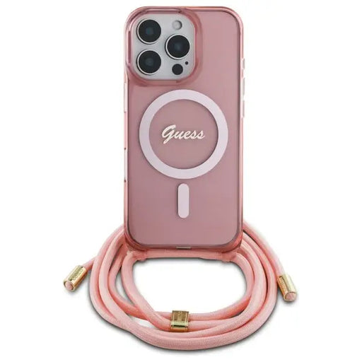 Guess Crossbody Cord Script MagSafe Case for iPhone 16 Pro Max - Pink - Cell phone cases and covers<<<HurtelXML