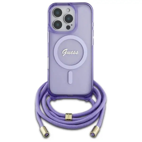 Guess Crossbody Cord Script MagSafe Case for iPhone 16 Pro Max - Purple - Cell phone cases and covers<<<HurtelXML