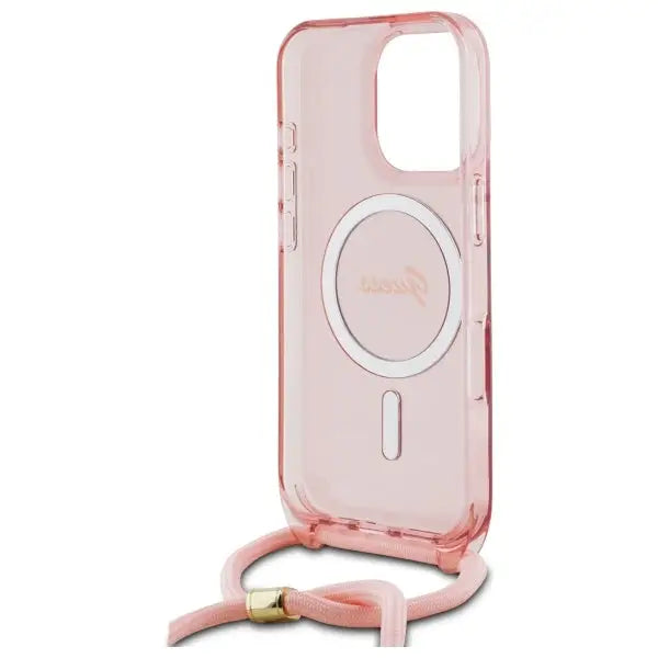 Guess Crossbody Cord Script MagSafe Case for iPhone 16 Pro - Pink - Cell phone cases and covers<<<HurtelXML