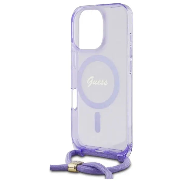 Guess Crossbody Cord Script MagSafe Case for iPhone 16 Pro - Purple - Cell phone cases and covers<<<HurtelXML