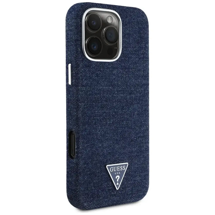 Guess Denim Triangle Logo MagSafe iPhone 16 Pro Max Case - Blue - Cell phone cases and covers<<<HurtelXML