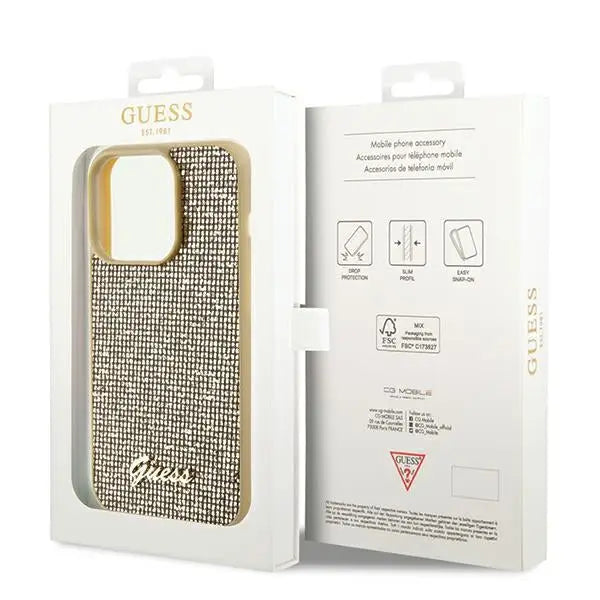 Guess Disco Metal Script case for iPhone 14 Pro Max - gold - Cell phone cases and covers<<<HurtelXML