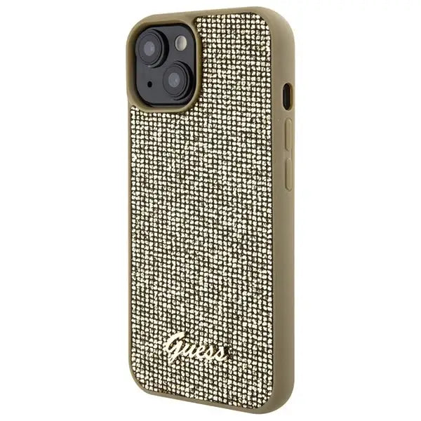 Guess Disco Metal Script case for iPhone 15 - gold - Cell phone cases and covers<<<HurtelXML